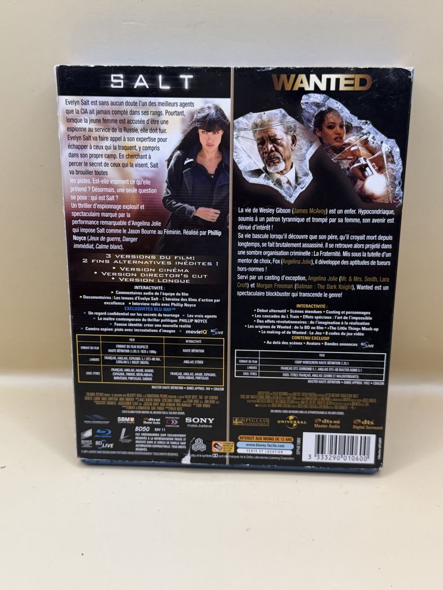 Tutti i DVDs: Coffret Blu-ray Salt + Wanted 2 Films – Usato da Genève venduto da sho_67qj 1