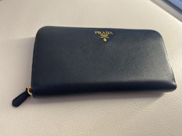 Portefeuille PRADA Saffiano Baltico Blue cuir set complet 🩵