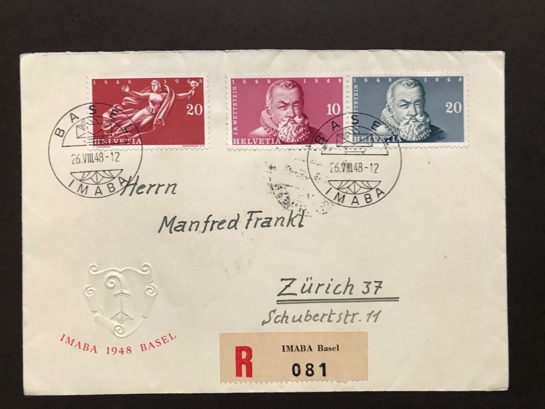 Tutti i francobolli: 1948 Couvert mit Blockausschnitt IMABA – Usato da stäfa venduto da brandy66