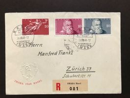 1948 Couvert mit Blockausschnitt IMABA