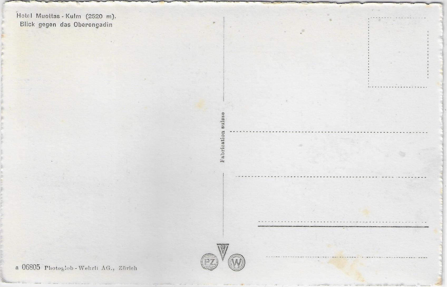 Cartoline postali: Terrasse Hotel Muottas-Kulm – Usato da Ettingen venduto da Kartenplanet 1