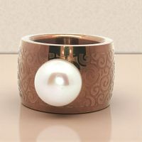 Statement Edelstahl Ring Grösse 56 mit Perle