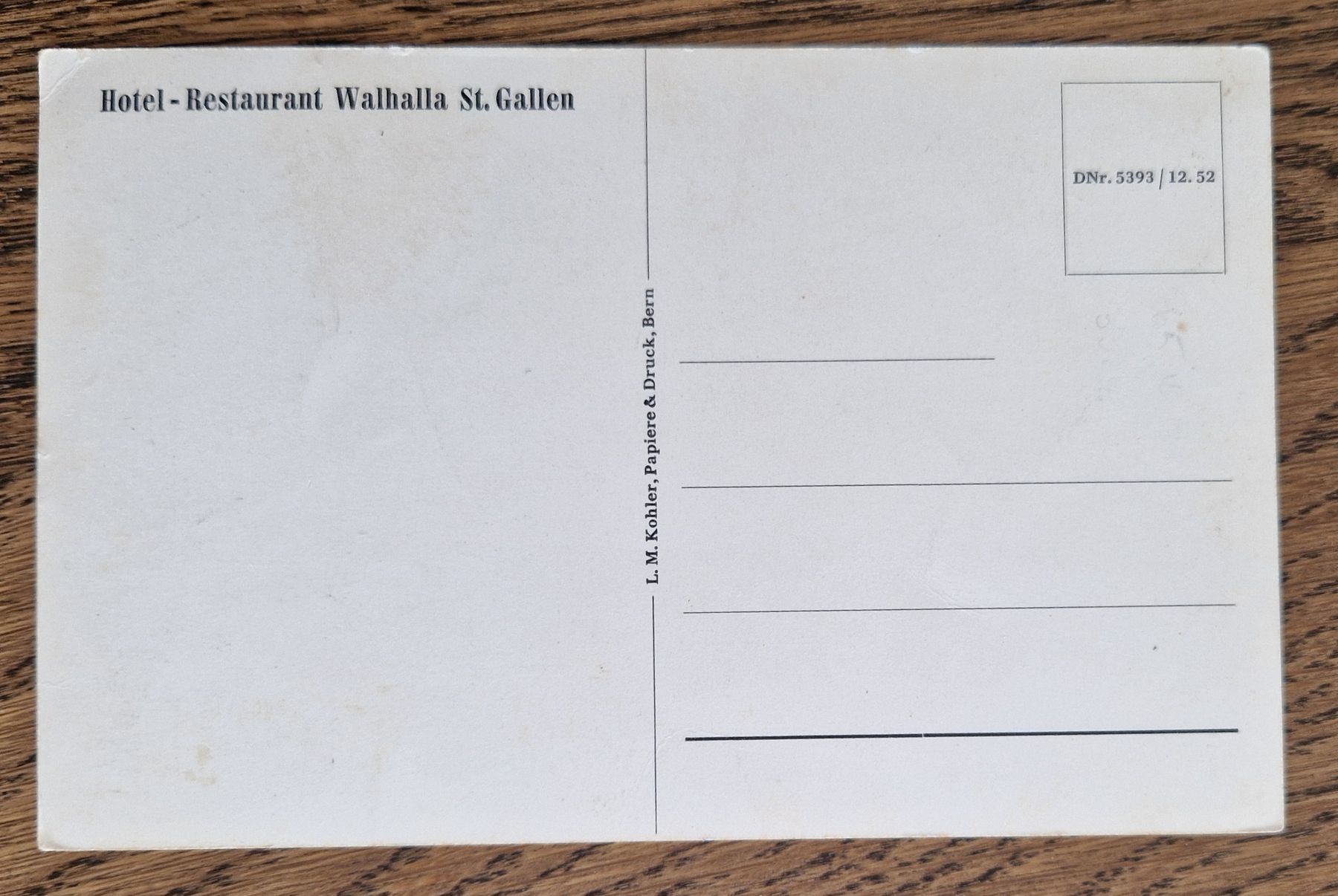 Ansichtskarten: Hotel-Restaurant Walhalla St. Gallen – Gebraucht aus Ebikon von Donar50 1