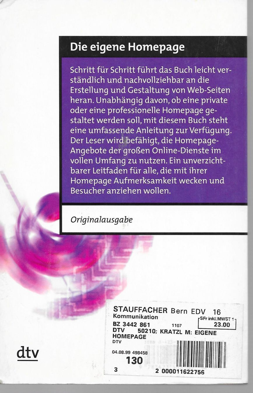 Bücher: Die eigene Homepage – Gebraucht aus Lausanne von jag_sj6f 1