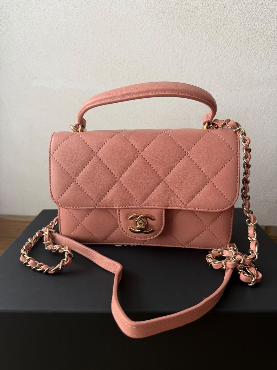 Chanel Taschen für Damen: Chanel top handle mini flap pink – Gebraucht aus Münchenstein von watchpatrol 1