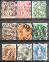 1882–1906: Chiffre & Hélvétie debout, 9 timbres O