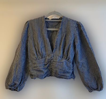 Chemisier Zara à carreaux bleus et blancs