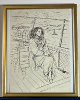 Charles Hug (1899-1979) Original Zeichnung auf dem Bodensee