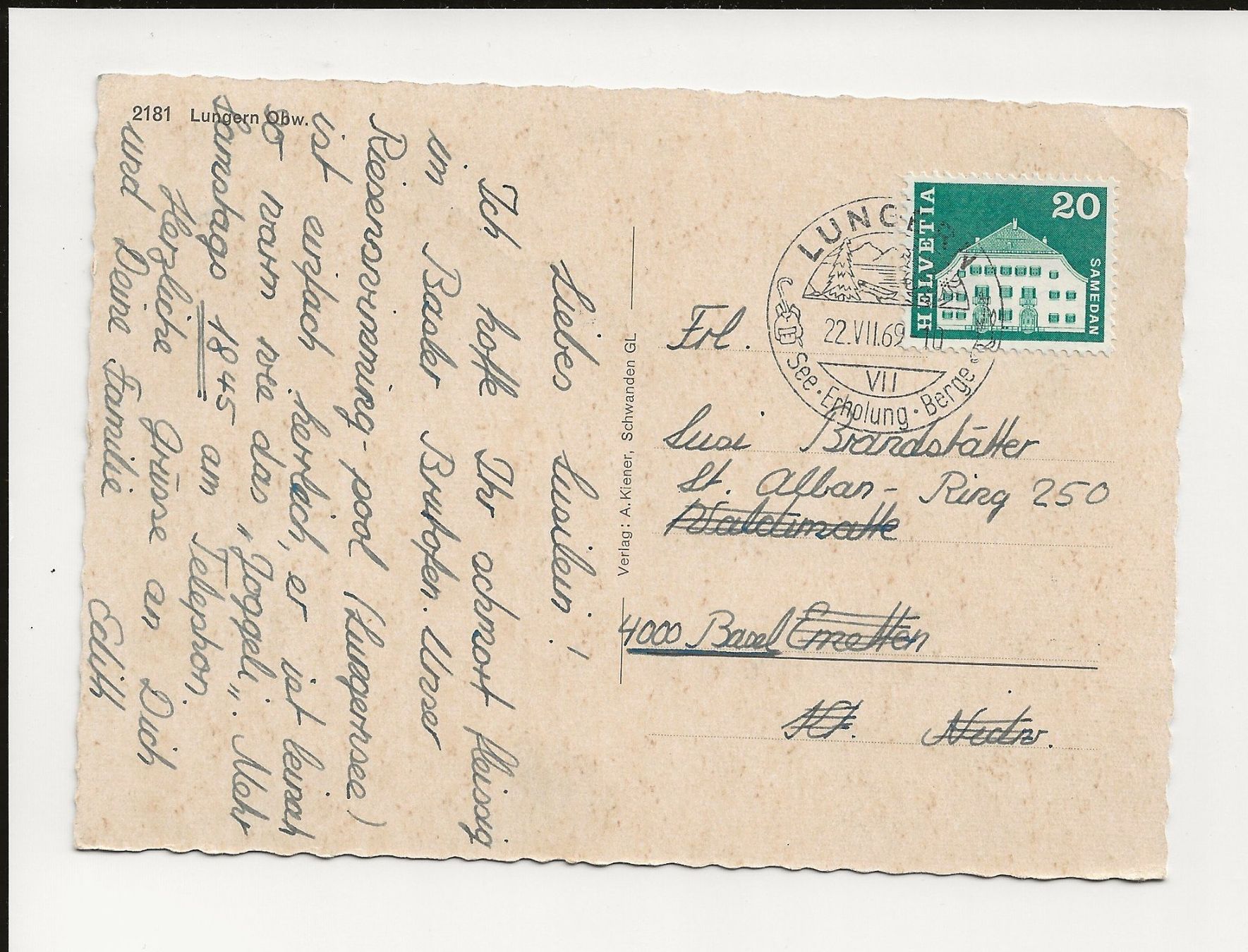 Cartoline postali: AK 1969 Lungern Obwalden – Usato da Greifensee venduto da 315WDO 1