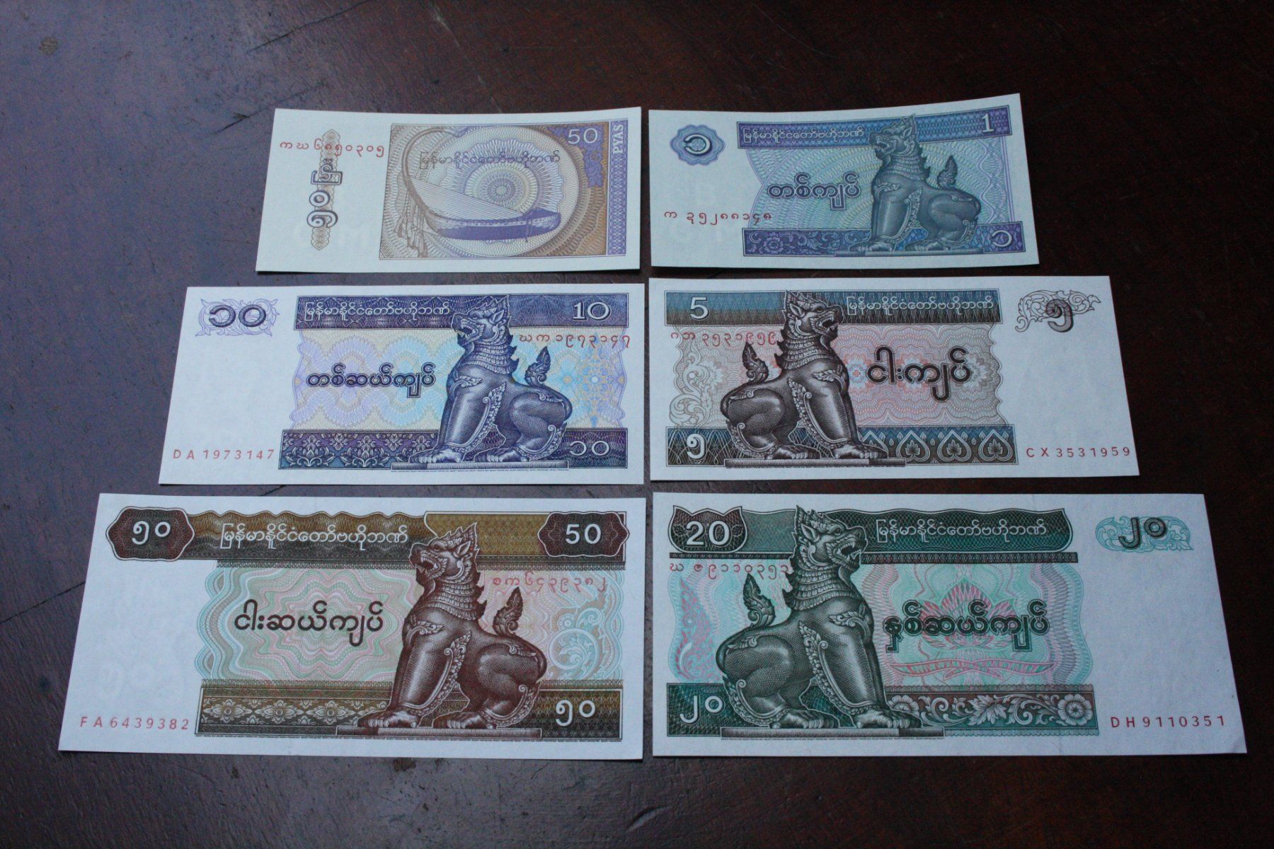 Banconote: UNC Myanmar lot 6 billets – Nuovo (secondo la descrizione) da Cormondrèche venduto da Hermes.monnaies