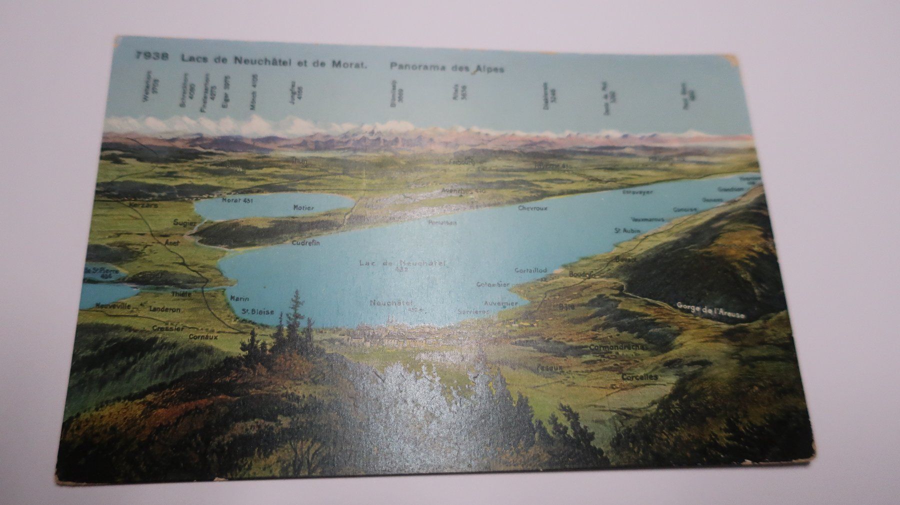 Cartoline postali: Lac de Neuchâtel et de Morat Panorama – Usato da Cormoret venduto da Pascalll2001 1