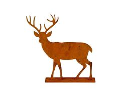 Hirsch auf Platte Edelrost Metall 48 x 48cm