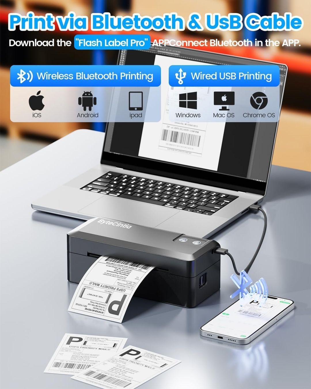 Stampanti: Bluetooth Thermodrucker 4x6 Zoll – Nuovo e nell'imballaggio originale da Nuglar venduto da SmartLiving24
