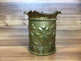 Vase 1. Weltkrieg Grabenkunst Trench Art Messing Signiert