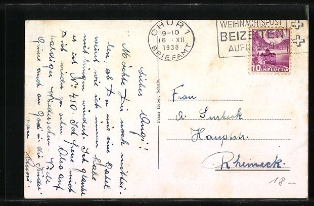 Cartoline postali: AK Schuls, Gesamtansicht, 1938 – Usato da Berlin venduto da bartko-reher 1