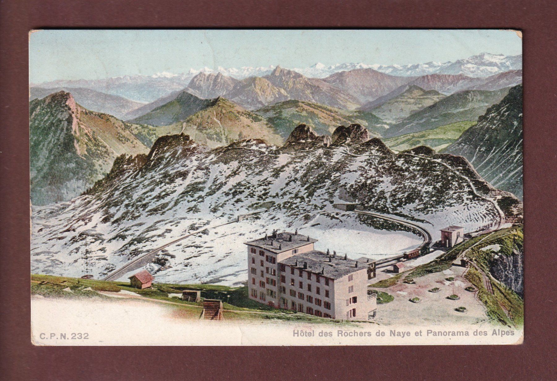 Cartoline postali: ROCHERS DE NAYE - Hôtel - Train - 1908 CPN – Usato da Pully venduto da nicecards
