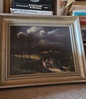 Quadro con cornice dipinto scena notturna condizioni ok