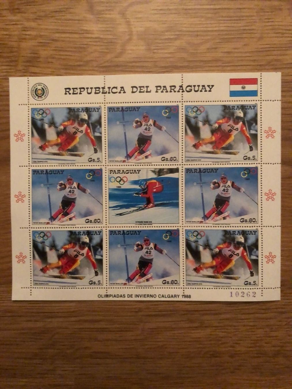 Tutti i francobolli: Block Paraguay 1988 Calgary, CH Ski Asse – Nuovo (secondo la descrizione) da Landquart venduto da interesse63