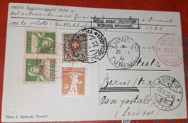 Flugpost Swissair / Tunis / Roma Eggishorngipfel