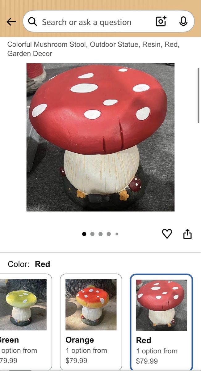 Sedie: Mushroom Stool, Garden Decor, Weatherproof, Red, Resin – Nuovo (secondo la descrizione) da Schlieren venduto da sch_7wfd 1