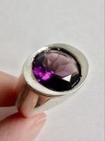 Silverstar Statement-Ring mit violettem Stein / Gr. 60