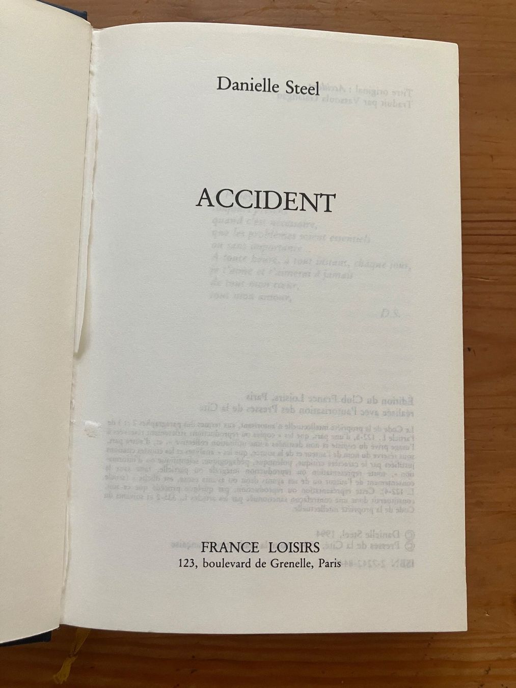 Bücher: Accident (Danielle Steel) – Gebraucht aus Meyrin von Julien333 1