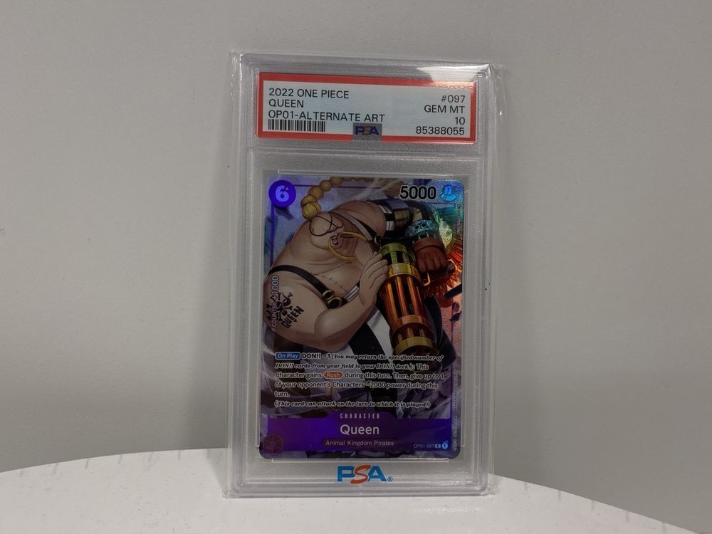 One Piece EN OP01-097 Queen Alt Art PSA 10 (Neu (gemäss Beschreibung ...