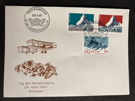 Schweiz 1967 Cachet+Stempel Tag der Aerophilatelie Samedan