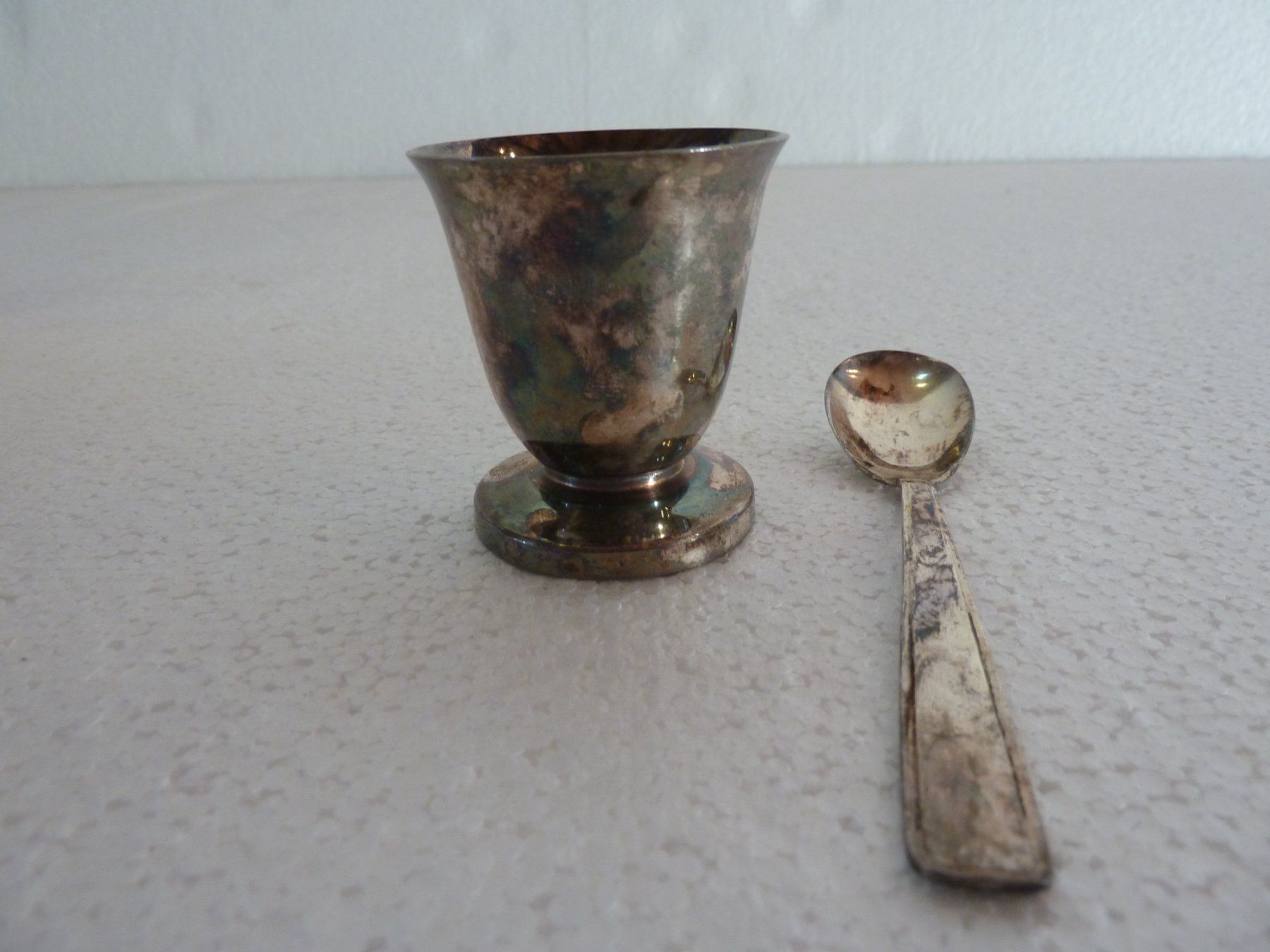 Löffel: Antiker Becher und Löffel, versilbert – Gebraucht aus Bure von 1319 5