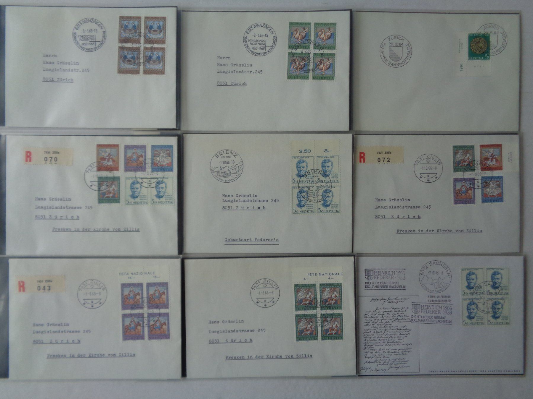Alle Briefmarken: 72 Ersttagsbriefe mit Album – Gebraucht aus Chur von omonia 7