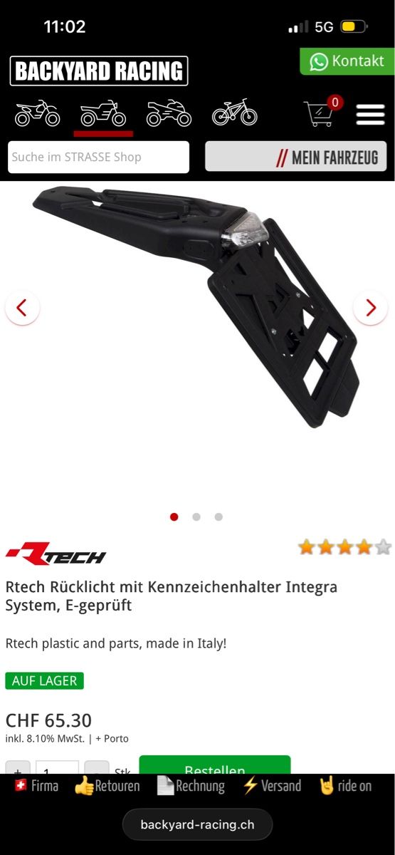 Altro: Rtech Integra Kennzeichenhalter mit Rücklicht, neu! – Nuovo e nell'imballaggio originale da Gossau ZH venduto da eil_fy8r 5