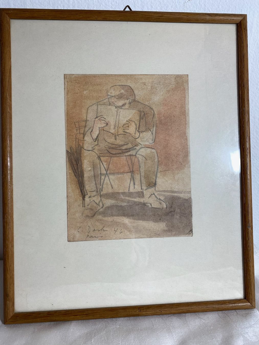 Gemälde: Deck Leo,Originalbild Kreide/ Aquarell 1946 Paris – Gebraucht aus Utzigen von Lasagne99 1