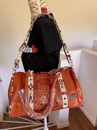 Spezielle Handtasche Umhängetasche orange / braun / gold