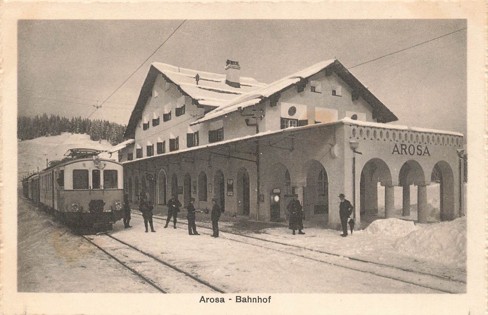 Ansichtskarten: Arosa GR Schanfigg Bahnhof Bahn belebt – Gebraucht aus Biasca von Blenio71