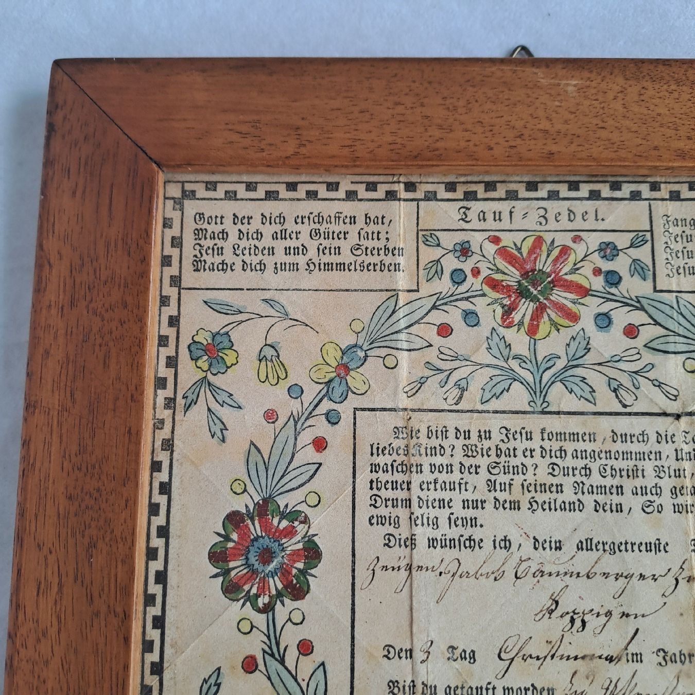 Documenti: Antik Taufzettel  1843 - Gefaltet,  Eingerahmt – Usato da Adliswil venduto da globill 3