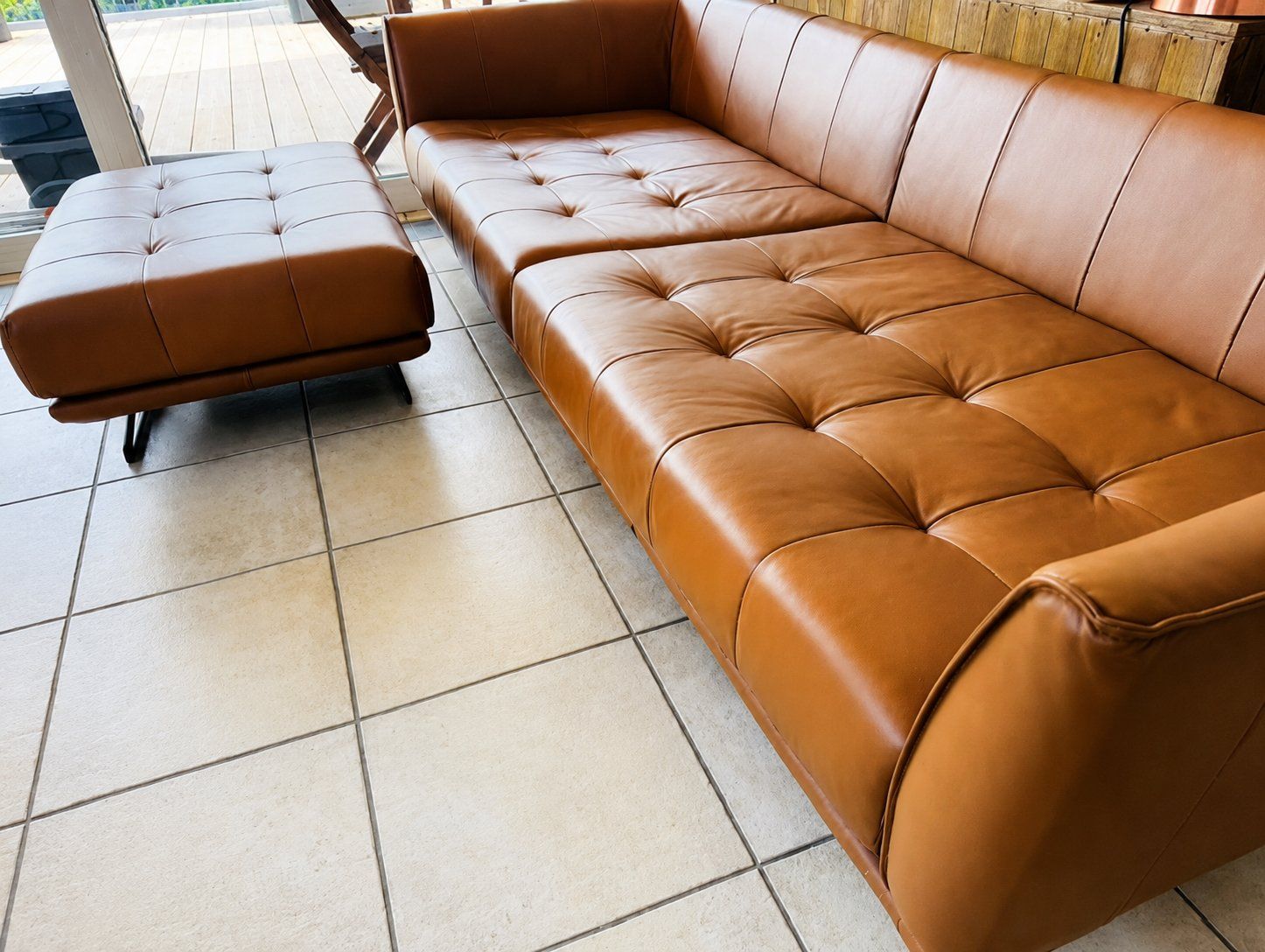 Divani: Exklusives Bigsofa - Echtleder inkl. passendem Polsterhocker – Usato da Hergiswil NW venduto da Cotswold 6
