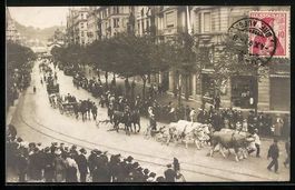 Luzern, Strassenpartie mit Pferdewägen