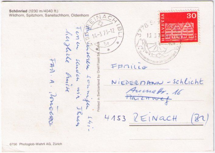 Cartoline postali: Schönried – Usato da Binningen venduto da Mountainrider 1