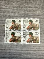 Schweizer Briefmarke Helvetia Feldpost 1889-1989 Viererblock