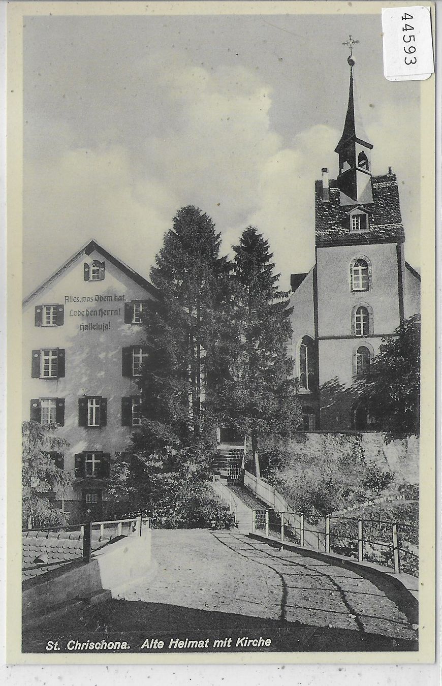 Cartoline postali: St. Chrischona - Alte Heimat mit Kirche – Usato da Ettingen venduto da Kartenplanet