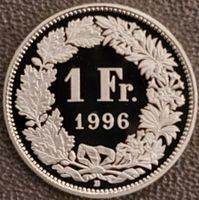 1 Franken Schweiz 1996 pp / aus Münzsatz/in einer Münzkapsel