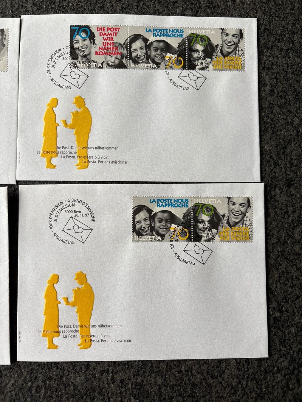 Tutti i francobolli: 4 x Ersttagsbriefe 20.11.1997 "Die Post"! – Usato da Ibach venduto da lisch3 2