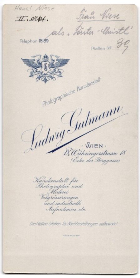 Fotografie & Manifesti: Fotografie Ludwig Gutmann, Wien, Schausp – Usato da Berlin venduto da bartko-reher 1