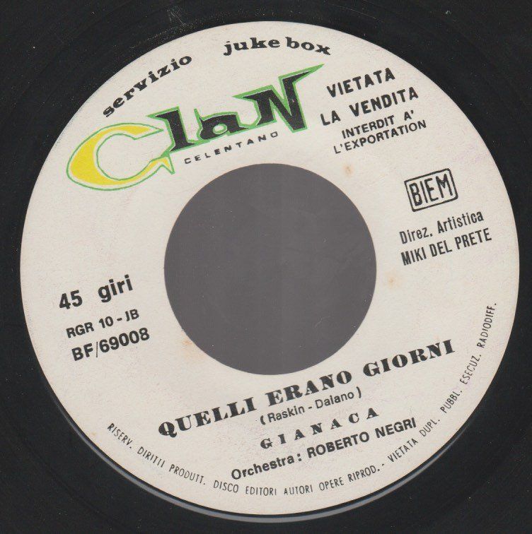 Dischi in vinile: 7 "  CELENTANO ADRIANO / GIANACA L'ATTORE / QUELLI ERANO GIO – Usato da Vezia venduto da Aquarius_Age 1