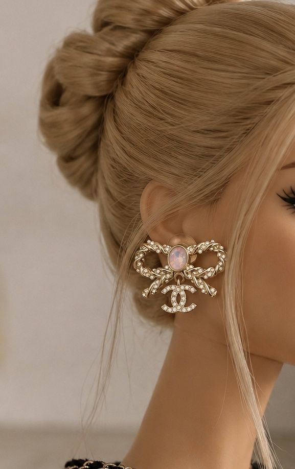 Chanel Orecchini pendenti & Orecchini a lobo: CHANEL BEAUTÉ Bow Earrings Rosa Stein & Strass – Usato da Dörflingen venduto da Raskan 2