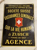 Altes Emailleschild "Société Suisse d'Assurances"Zürich”