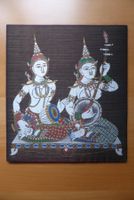 Thailändisches Seidenbild aufgezogen 26 x 30 cm