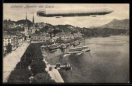 Luzern, Teilansicht und Dampfer mit Zepp