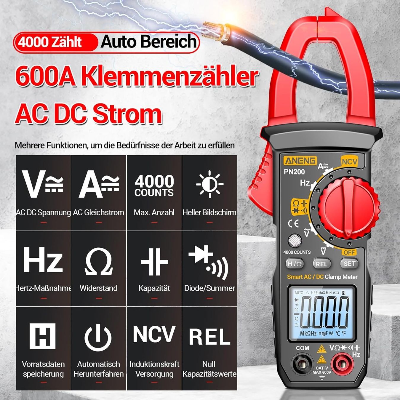 Misurare: 4000 Counts TRMS Auto Range Strommesszange – Nuovo (secondo la descrizione) da Thun venduto da 365buy 1