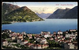 AK Lugano-Paradiso, Stadt- und Seepanorama